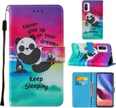 Voor Xiaomi Mi 11i / Poco F3 / Redmi K40 / Redmi K40 Pro Cross Texture Painting Pattern Horizontale Flip Leather Case met houder & kaartsleuven & portemonnee & Lanyard (Sleeping Panda)