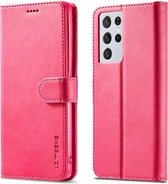 Voor Samsung Galaxy S21 Ultra 5G LC.IMEEKE Kalfsstructuur Horizontale Flip Leren Case met Houder & Kaartsleuven & Portemonnee (Rood)