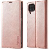 Voor Samsung Galaxy A12 LC.IMEEKE Sterk magnetisme Ultradunne horizontale Flip Matte TPU + PU lederen tas met houder & kaartsleuven & portemonnee (Rose Gold)