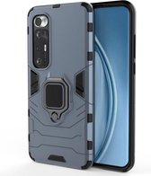 Voor Geschikt voor Xiaomi Mi 10S schokbestendige pc + TPU beschermhoes met magnetische ringhouder (marineblauw)