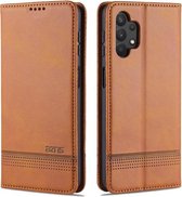 Voor Samsung Galaxy A32 5G AZNS Magnetische Kalf Textuur Horizontale Flip Leren Case met Kaartsleuven & Houder & Portemonnee (Lichtbruin)