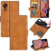 Voor Samsung Galaxy Xcover 5 / Xcover 5S Dual-side magnetische gesp Horizontale flip lederen tas met houder & kaartsleuven & portemonnee (geel)