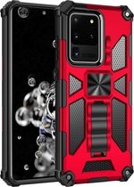 Voor Samsung Galaxy A52 5G schokbestendige TPU + pc magnetische beschermhoes met houder (rood)