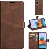 Voor Redmi Note 10 Pro Max Retro Kalfspatroon Gesp Horizontale Flip Leren Case met Houder & Kaartsleuven & Portemonnee (Donkerbruin)