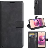 Voor Xiaomi Redmi Note 10 4G / Redmi Note 10S Retro Kalfspatroon Gesp Horizontale Flip Leren Case met Houder & Kaartsleuven & Portemonnee (Zwart)