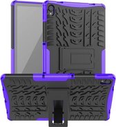 Voor Lenovo Tab P11 Tyre Texture Shockproof TPU + PC beschermhoes met houder (paars)