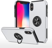 PC + TPU schokbestendige magnetische beschermhoes met onzichtbare ringhouder voor iPhone XS Max (zilver)