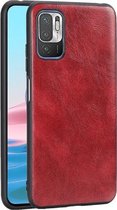 Voor Xiaomi Redmi Note 10 Crazy Horse Textured Calfskin PU + PC + TPU Case (rood)