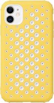 Candy Color Mesh-warmteafvoer TPU-beschermhoes voor iPhone 12 Pro Max (geel)