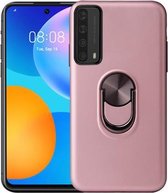 Voor Huawei P smart 2021 360 Roterende Multifunctionele Stent PC + TPU Case met Magnetische Onzichtbare Houder (Rose Goud)