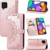 Voor Samsung Galaxy F62 / M62 Mandala Embossing Patroon Horizontale Flip Leren Case met Houder & Kaartsleuven & Portemonnee & Lanyard (Rose Goud)