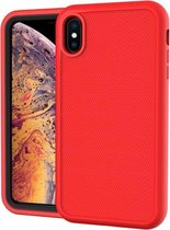 Effen kleur pc + siliconen schokbestendig skid-proof stofdicht hoesje voor iPhone X / XS (rood)