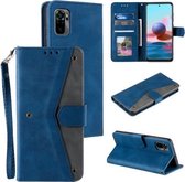 Voor Xiaomi Redmi Note 10 4G Stiksels Kalf Textuur Horizontale Flip Lederen Case met Houder & Kaartsleuven & Portemonnee (Blauw)