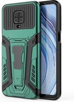 Voor Geschikt voor Xiaomi Redmi Note 9S War Chariot Series Armor All-inclusive schokbestendige pc + TPU beschermhoes met onzichtbare houder (groen)