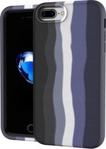 Voor iPhone SE 2020/8/7 Rainbow Silicone + PC Schokbestendig Skid-proof stofdicht hoesje (Rainbow Black)