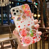 IMD Laser Flower Pattern TPU beschermhoes voor iPhone 11 Pro Max (Red Rose)