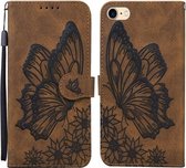Retro Skin Feel Butterflies Embossing Horizontale Flip Leather Case met houder & kaartsleuven & portemonnee voor iPhone SE 2020/8/7 (bruin)