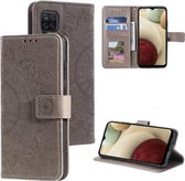 Voor Samsung Galaxy A42 5G Totem Bloem Reliëf Horizontale Flip TPU + PU Leren Case met Houder & Kaartsleuven & Portemonnee (Grijs)