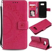 Voor Samsung Galaxy S10 5G Totem Bloem Reliëf Horizontale Flip TPU + PU Leren Case met Houder & Kaartsleuven & Portemonnee (Rood)