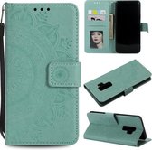 Voor Samsung Galaxy S9 Plus Totem Bloem Reliëf Horizontale Flip TPU + PU lederen tas met houder & kaartsleuven & portemonnee (groen)