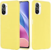 Voor Xiaomi Redmi K40 / K40 Pro effen kleur vloeibare siliconen valbestendige volledige dekking beschermhoes (geel)