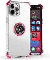 Hyun Shadow Hoogtransparante anti-val TPU beschermhoes met ringbeugel voor iPhone 11 Pro Max (rose rood)