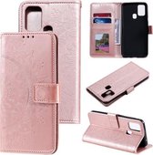 Voor Samsung Galaxy A21s Totem Bloem Reliëf Horizontale Flip TPU + PU Leren Case met Houder & Kaartsleuven & Portemonnee (Rose Goud)