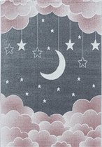 Kinderkamer vloerkleed Funny - Nighty Night - roze - 160x230 cm