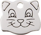 Cat Face roestvrijstalen dierenpenning small/klein 3,14 cm x 1,84 cm RedDingo