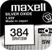 MAXELL 384 / SR41SW zilveroxide knoopcel horlogebatterij 2 (twee) stuks