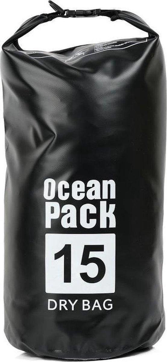Waterdichte Tas - Dry bag - 15L - Zwart - Ocean Pack - Dry Sack - Survival Outdoor Rugzak - Drybags - Boottas - Zeiltas