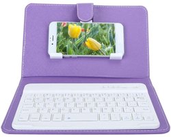 Telefoonhoes met Toetsenbord Paars - Flipcover - Flipcase - Telefooncover met afneembaar bluetooth keyboard
