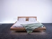 Zwevend eiken bed - Houten bed - 160 x 200 - twee persoons bed - inclusief hoofdbord