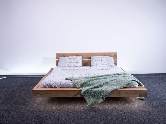 Draad tetraëder kever Zwevend eiken bed - Houten bed - 160 x 200 - twee persoons bed - inclusief  hoofdbord | bol.com