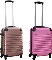 Bol.com Travelerz kofferset 2 delige ABS handbagage koffers - met cijferslot - 39 liter - rose goud - licht roze aanbieding
