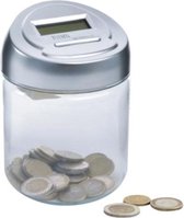 Perel Spaarpot, digitaal, automatisch tellen van munten, met lcd-display, 150 x 100 mm, grijs