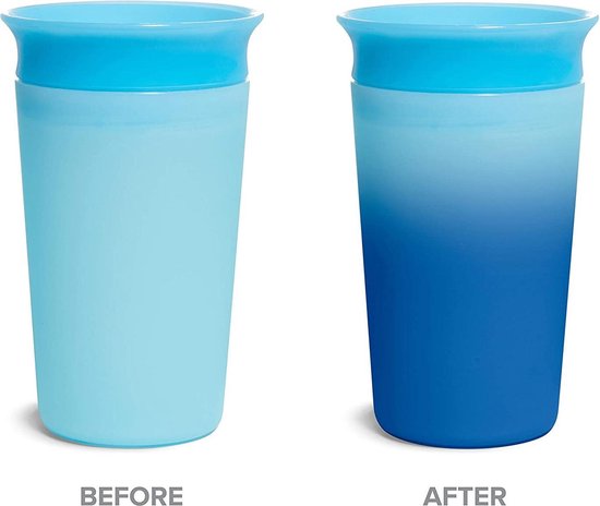 Munchkin Miracle Anti-Lek 360° Drinkbeker - Sippy Cup - Veranderd van Kleur - Warmtegevoelig - Oefenbeker voor Baby en Kind - 266ml - Blauw - Munchkin