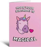 Verjaardagskaart - Kaart - Magical Birthday - Roze - Cadeau - Grappig - Kinderen - Unicorn - Lief