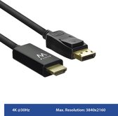 Ewent Displayport Kabel Displayport naar HDMI Adapterkabel, 1,8 meter 4K resolutie