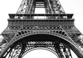 Dibond - Stad - Parijs in wit / grijs / zwart  - 80 x 120 cm.