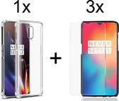 OnePlus 6T hoesje shock proof case transparant hoesjes cover hoes - 3x OnePlus 6T screenprotector