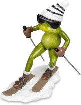 kikker sculptuur skiën