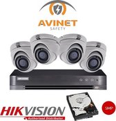 Hikvision Système de sécurité CCTV 5MP, 4K DVR 4 CH 1 To H.265 + HIK 5 MP 2,8 mm, caméra vision nocturne d'extérieur, DS-7204HUHI-K1, DS-2CE78H0T-IT3F
