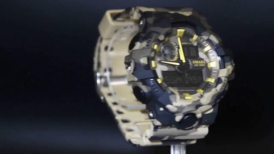 Camouflage Shock Heren Horloge Leger grijs rubber band | Smael | Waterdicht  | Glow in... | bol.com