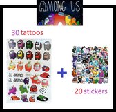Among Us Stickers en Tattoos | 30 Neptattoo | 20 Grote Stickers (5 x 5cm)