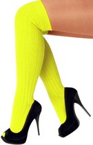 Lange sokken neon geel gebreid UNISEX - heren dames fluor UV blacklight kniekousen