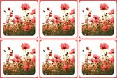 6 Wenskaarten met envelop - Vierkant - Blanco - Bloemen - Gekleurde envelop - 16 x 16 cm
