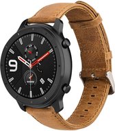 Leer Smartwatch bandje - Geschikt voor  Xiaomi Amazfit GTR leren bandje - bruin - 42mm - Horlogeband / Polsband / Armband