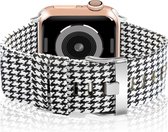 Compatible apple watch bandje - By Qubix - Canvas bandje - Zwart / Wit - Geschikt voor Apple Watch 38mm / 40mm / 41mm - Apple watch series 3/4/5/6/7