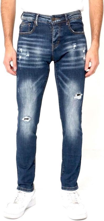 Ripped Jeans Stretch Heren Slim fit - D-3134 - Blauw